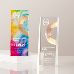 2026C High-End Crystal Trophy with Colorful Design, Annual Meeting Outstanding Employee Competition Event, Teacher Retirement Commemorative Trophy