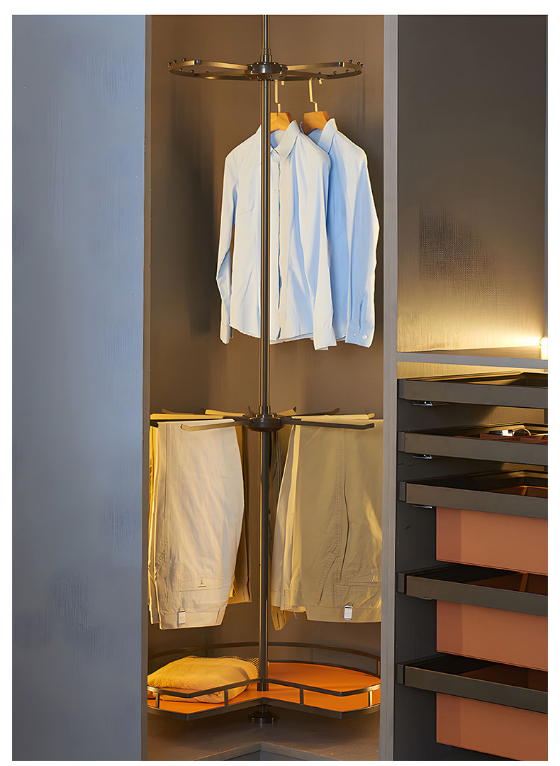 Youzhijia 360°回転式衣類ラック - アルミニウム合金ワードローブ