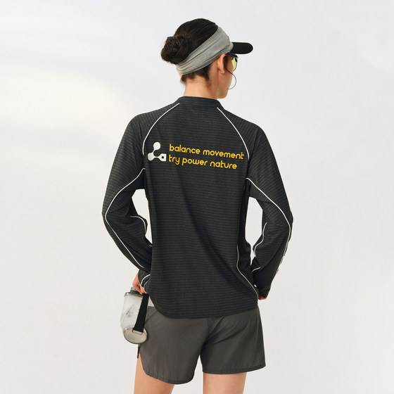 
ATRY colorful striped sports T-shirt for men spring and summer new outdoor breathable and dry half-cardigan long-sleeved top for women