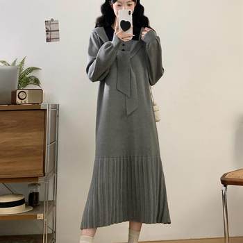 
MONLOUVE plus size women's clothing 2025 autumn and winter new fat mm fashion POLO collar lace-up shawl loose mid-length needle