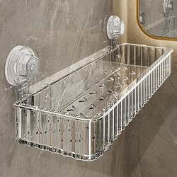 Acrylic Bathroom Storage Rack, Suction Cup Wall-Mounted Shelf for Bathroom and Toilet, Cosmetic Storage Rack, No-Drill Shelf