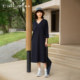 Yiao Spring 2025 new pure cotton loose casual slim large size over-knee slit long skirt base dress
