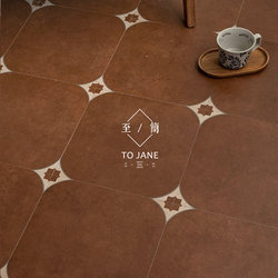 Vintage-Style Red Terracotta Retro Tiles for Kitchen and Bathroom, Non-Slip Floor Tiles, Trendy Commercial Chain Distressed Tiles