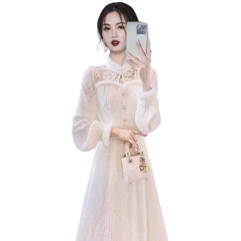 
French retro gentle style improved cheongsam dress for women