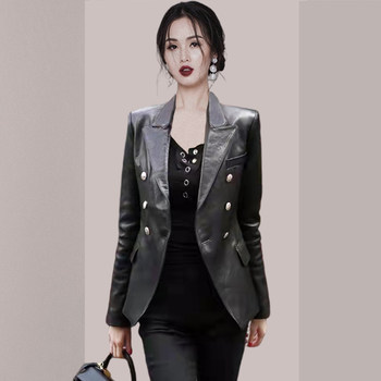 High-end motorcycle leather jacket women's short leather jacket
