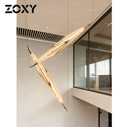 Zoxy Modern Minimalist Light Luxury Duplex Open-Air Living Room Chandelier Designer Style High-End Hollow Staircase Chandelier