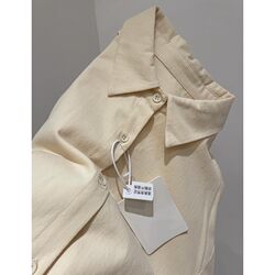 Loose-Fitting Milk Apricot Shirt for Women, 2025 Spring Style, Long-Sleeved, Slimming, Versatile Polo Collar Shirt, Winter Layering Top