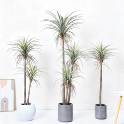 Artificial Silk Orchid Tree Potted Plant Nordic Style Living Room Artificial Tree Iron Fake Tree Dragon Vine Multi Artificial Stem Dragon Blood Tree Decorative Floor-Standing Green Plant