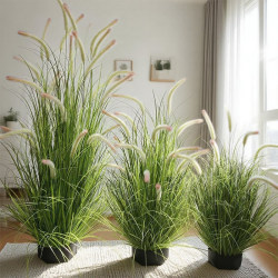 Fake Foxtail Grass Artificial Flowers Fake Reed Grass Green Plants Fake Onion Grass Foxtail Cat Tail Grass Flower Box Decoration Landscaping Potted Plants