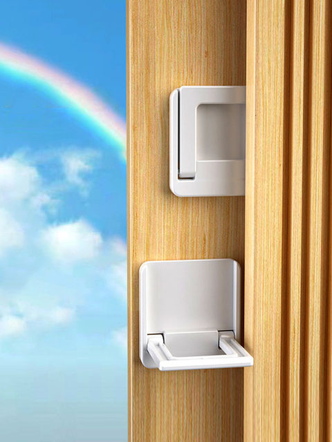 Window Safety Lock & Sliding Door Stopper - Child & Pet Proof, Gray, 2-Pack, No Drill Installation