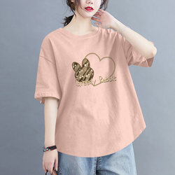 Pure Cotton Short-Sleeved T-Shirt for Women, New Summer Style, Versatile and Age-Reducing Base Shirt with Curved Hem Design