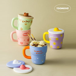 Yelin Original Ceramic Mug with Thick Handle, Large Capacity, Creative Student Mug with Lid, High-Value Water Cup Gift