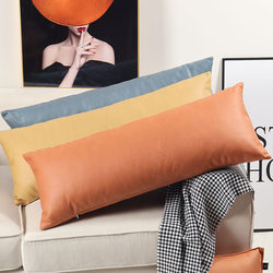 Leather Sofa Lumbar Pillow, Tech Fabric Throw Pillow, Lumbar Support Long Pillow, Rectangular Bed Cushion, Backrest, Living Room Headrest