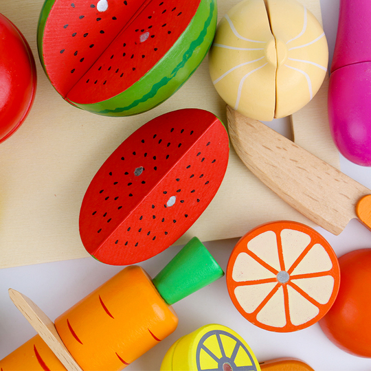 Juego De Comida De Madera Con Imanes Para Niños, Frutas Y Cuchillo Incluidos, Ideal Para Aprender Jugando En Guarderías Y Cubículos