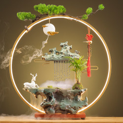 Ceramic Flowing Water Ornaments, Circulating Water, Living Room, Tea Room, Office Desktop Decoration, Wealth-Generating Fountain, Housewarming and Opening Gifts