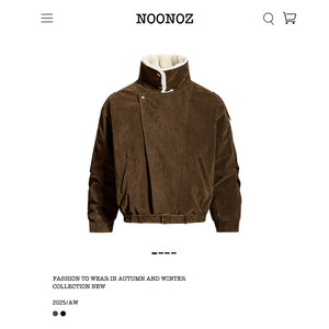 
NOONOZ winter Barn style retro quilted fur collar cotton coat men's unisex style American trendy brand warm couple jacket