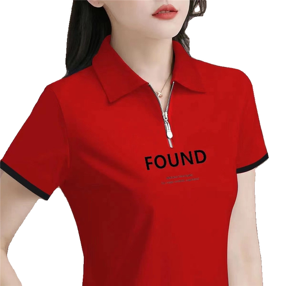 
Casual women's summer new polo shirt sports t-shirt short-sleeved women's loose casual POLO collar zipper thin top