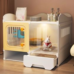 Rabbit Cage, Rabbit Nest, Large Household Cage for Guinea Pigs, Dwarf Rabbits with Toilet, Luxury Villa, Suitable for All Seasons