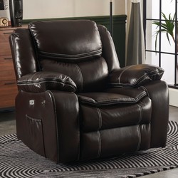 Large Space Recliner Electric Single Sofa with Headrest and Other Features, Genuine Leather High-End Lazy Chair for Living Room, Rocking Chair for Elderly