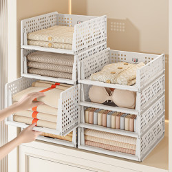Wardrobe Storage Layering Organizer, Home Drawer-Style Bedroom Clothes Organizing Basket Rack, Thickened Partition Shelf Storage Rack