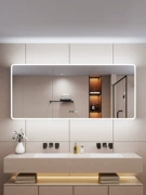 Tủ gương phòng tắm thông minh, hợp kim nhôm treo tường riêng biệt có đèn, chống sương mù, gương trang điểm phòng tắm, giá để đồ