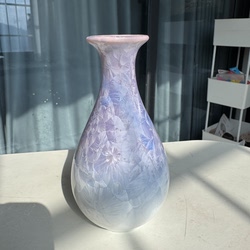 Jingdezhen Kiln-Turned Ceramic Vase with Crystal Glaze Gradient Purple Vase Home Decoration Ceramic Artificial Flower