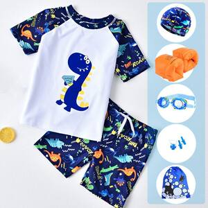 Children's swimsuit boys swimming trunks split bodies, babies, big children boys, swimsuit children's cartoon dinosaur swimsuit