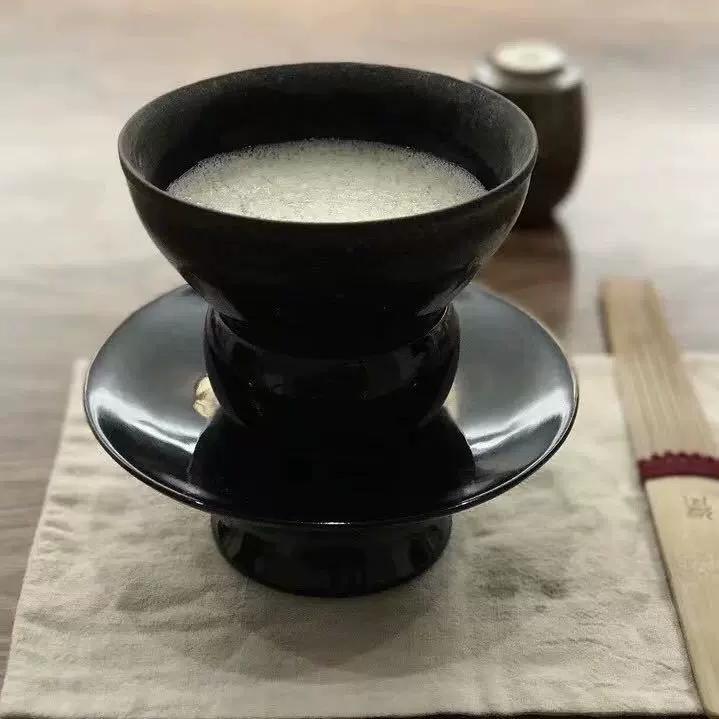 茶道具漆器天目碗台天然木-