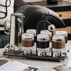 Glass Cups with a High-End Feel, Light Luxury, and Beautiful Design; Household Water Cup Set for Living Room, Tea Pot, and Cold Water Tea Cups