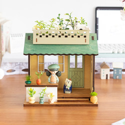 Aying Japanese-Style Micro-Landscape House Office Decoration Stress-Relief Healing Gift Open-Grid Children's Room Decoration Toy