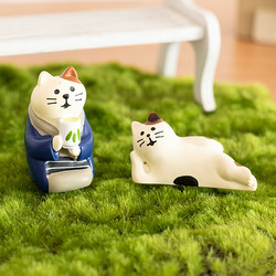 Aying Japanese-Style Zakka Coffee Shop Decoration Ornament Drinking Tea Three-Striped Cat Computer Desk Landscaping ins Small Toys