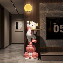 Creative Persimmon-Shaped Plush Bear, Luxury High-End Floor-Standing Ornament, Large Size Decoration for Living Room Next to Tv Cabinet