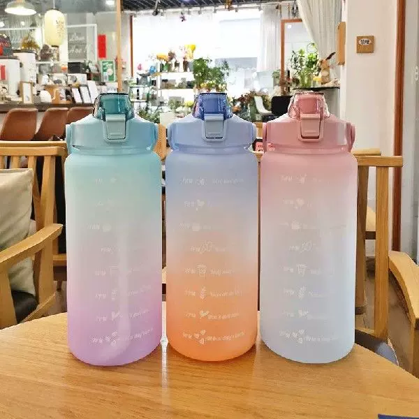 2L Large Capacity Water Bottle With Bounce Cover Time Scale