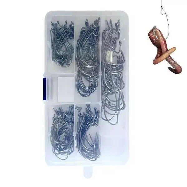 Offset Worm Hook 125Pcs Offset Worm Hooks For Bass Fishing-Taobao