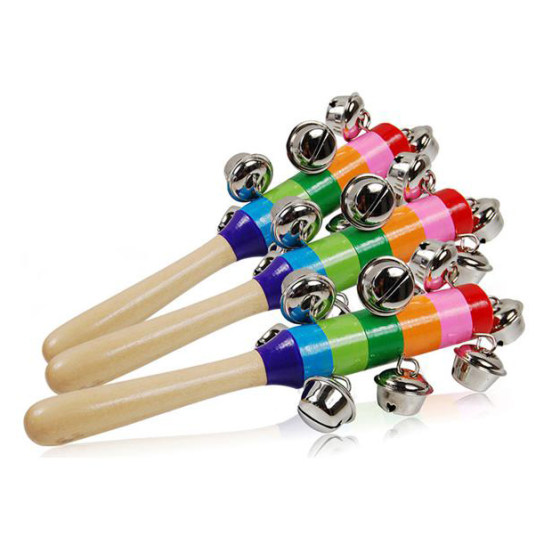 
Wooden string bell stick bell hand-rock children's early education percussion instrument baby baby listening training seven-color pick-up ring