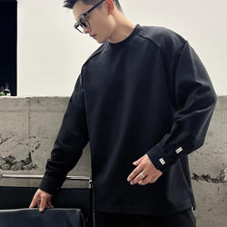 【Hong Kong & Trendy Brand Authentic Products】 Everyday Chanel-Style Buttoned Long-Sleeve Sweatshirt for Men, Spring High-End Base Layer Shirt