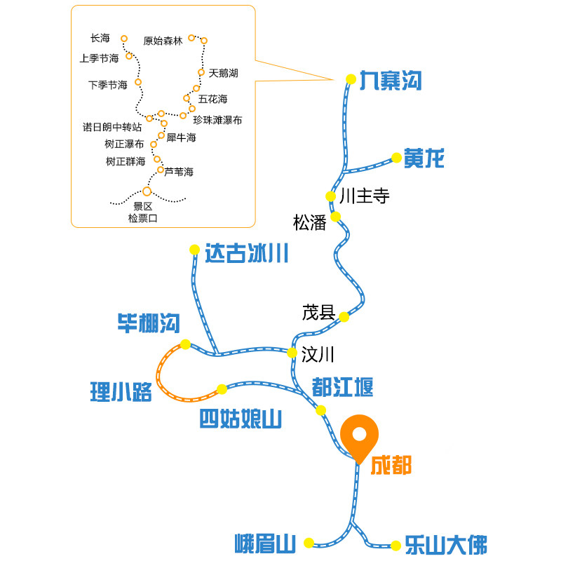 2-8人小团九寨沟5日游黄龙四姑娘山达古冰川毕棚沟峨眉乐山5天4晚