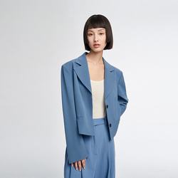 Small Suit Su29 Wool Blend Mist Blue Short Box Jacket