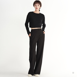 Malé Nové Zimní Pa22 černé Kalhoty S Plisovaným Designem S Vysokým Pasem A širokými Nohavicemi, Které Zahřejí A Natáhnou Krásu Vepředu