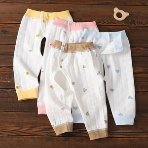 
Baby pants spring and autumn pure cotton boneless crotchless pants for newborn male and female babies to wear snap-button leggings autumn pants line pants