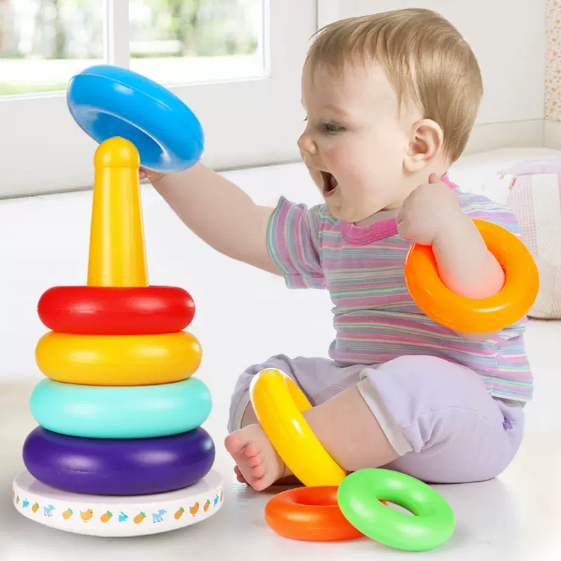 儿童益智玩具早教音乐不倒翁3叠叠乐彩虹塔套圈0-1-2周岁宝宝婴幼-Taobao