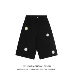 American embroidered high-end denim shorts for men and women