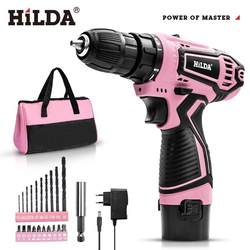 12V Lithium Electric Drill Pink Hand Drill Impact Drill Home Set Lithium Multi-Function Electric Screwdriver Repair