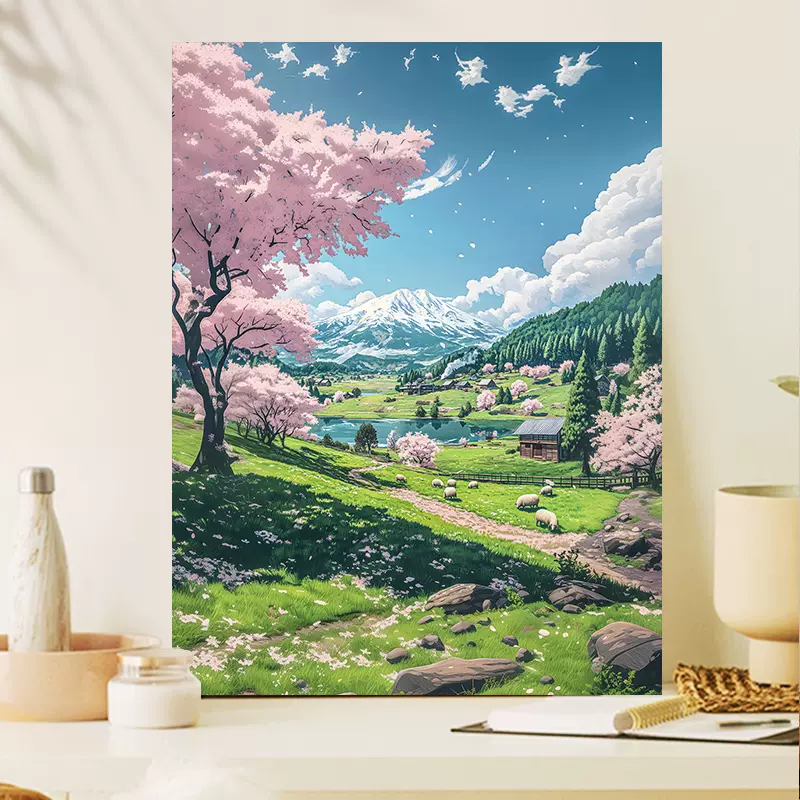 宫崎骏的夏天diy数字油画动漫治愈系填色画高级感