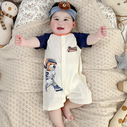 Newborn Baby Summer Pure Cotton Clothes Thin Short-Sleeved Jumpsuit 0-36 Months Baby Boy Cartoon Cute Romper