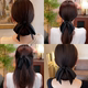 Low round head black satin bow hairpin for women summer spring clip on the back of the head ponytail clip headwear