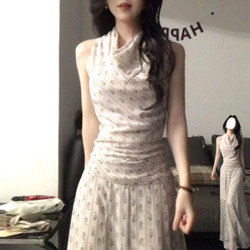Early Spring Beautiful French-Style Swing-Neck Sleeveless Vest Dress for Women, Summer 2026 New Model, Particularly Beautiful Waist-Cinching Long Dress