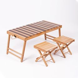 Walkhike Outdoor Solid Wood Foldableing Table and Chair Set Camping Style Portable Satchel Picnic Beach Simple Table