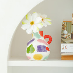 Creative and Cute Ceramic Vase Decoration for Living Room, Flower Arrangement, Light Luxury, High-End Feel, Mini Small Vase with Unique Design