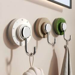 Suction Cup Hooks, No Drilling Required, Strong Load-Bearing Vacuum Hooks, Traceless Adhesive Hooks for Kitchen Walls, Bathroom, Behind the Door